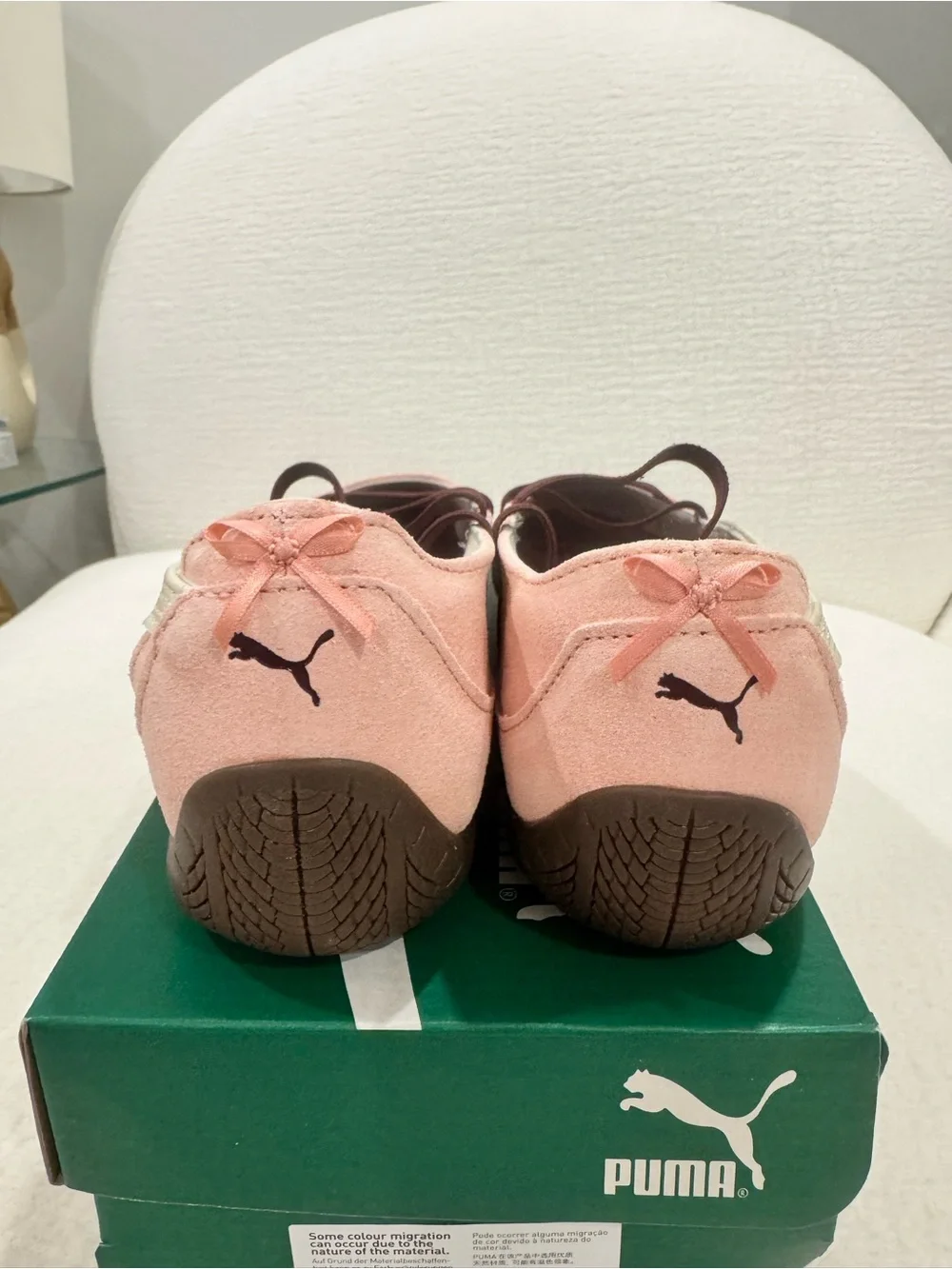 Puma Kids Pink Sneakers with Burgundy Accents
